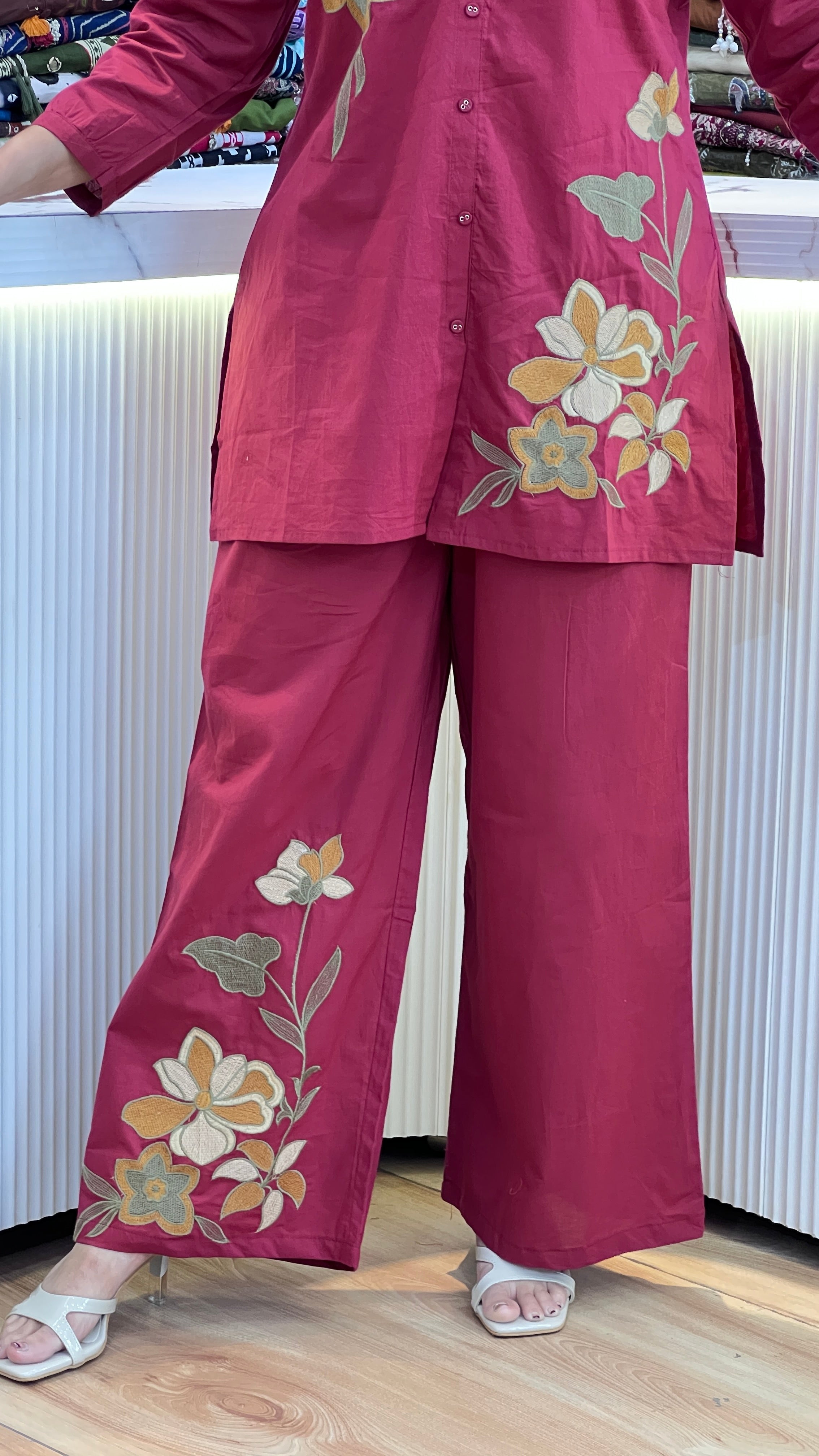 Pure cotton embroidered cord set ( gj 10067 )