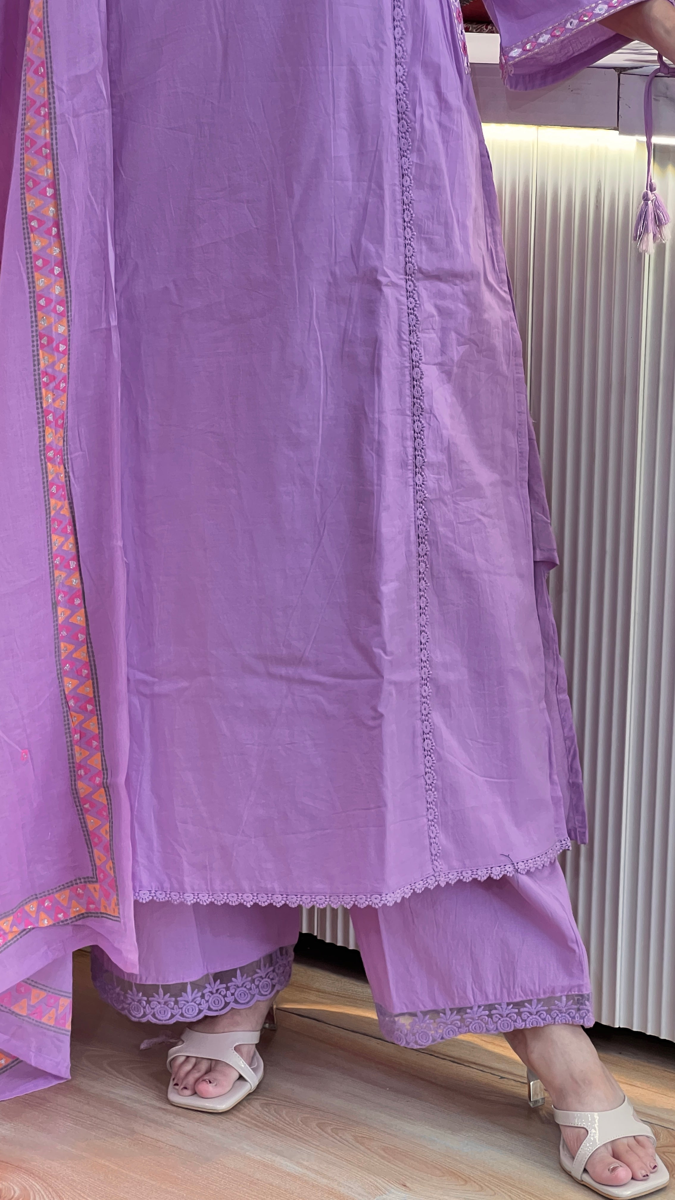 Mul cotton embroidered suit ( gj 11267 )