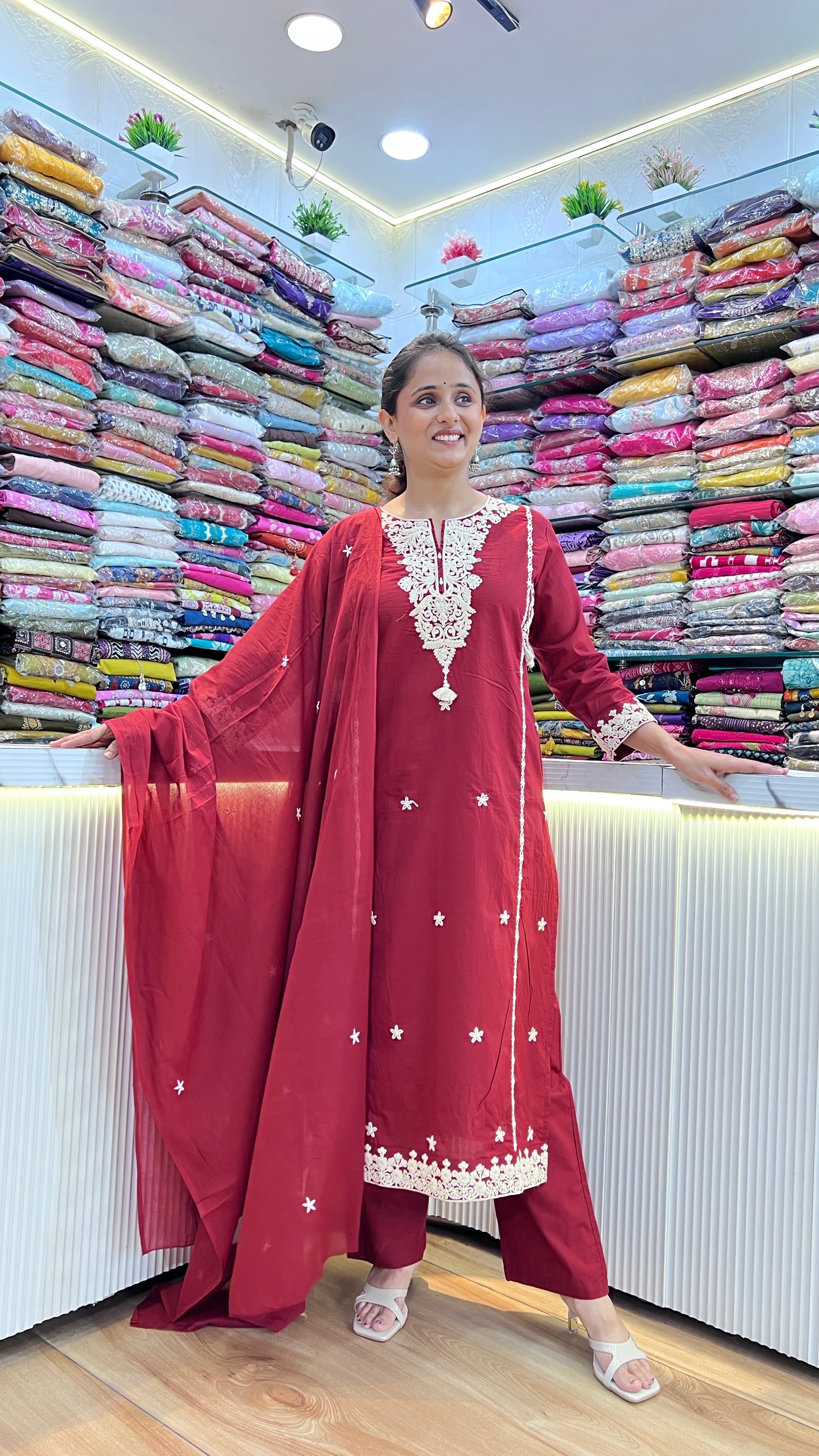 Designer embroidered cotton suit ( gj 11667 )
