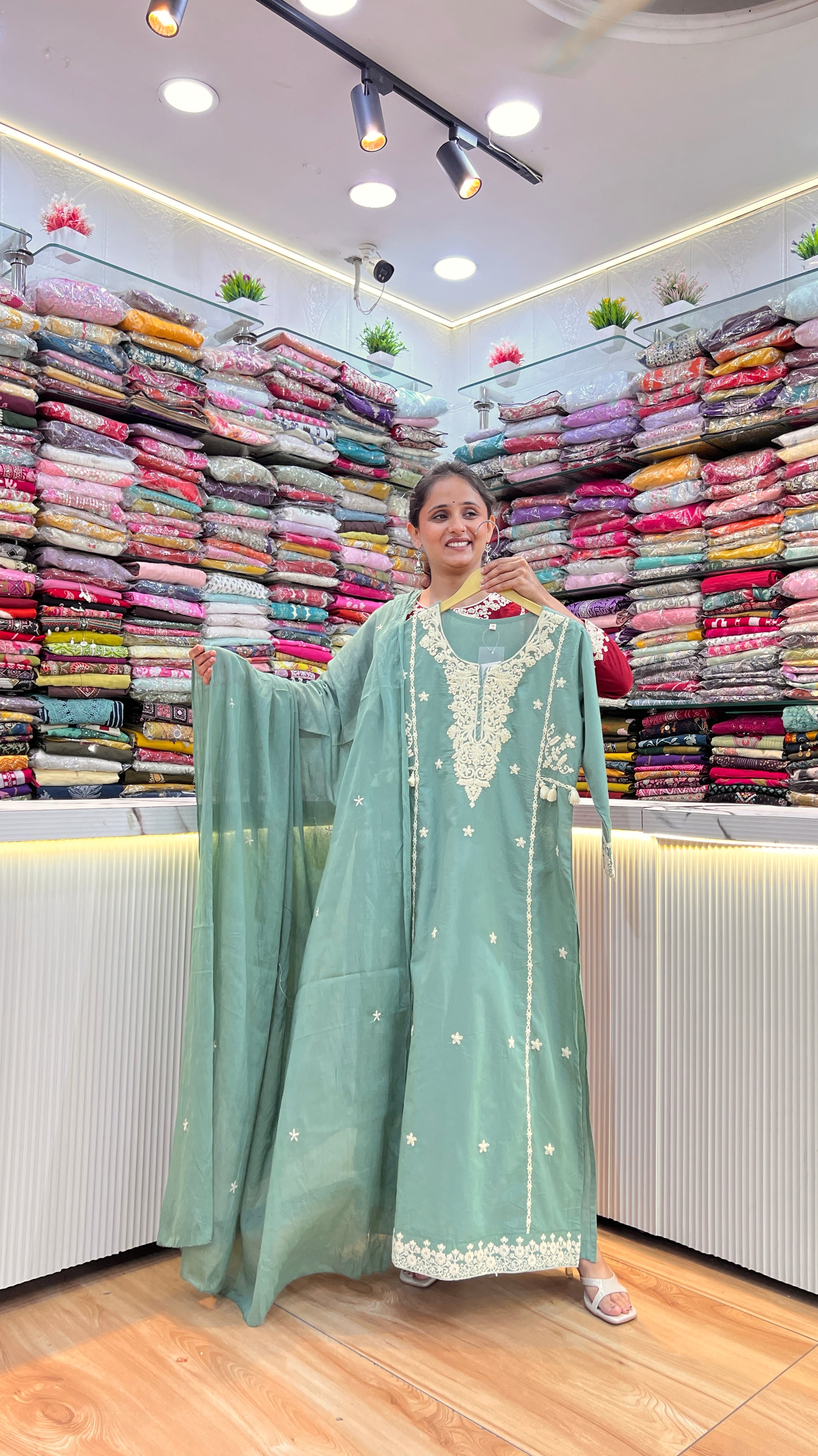 Designer embroidered cotton suit ( gj 11667 )