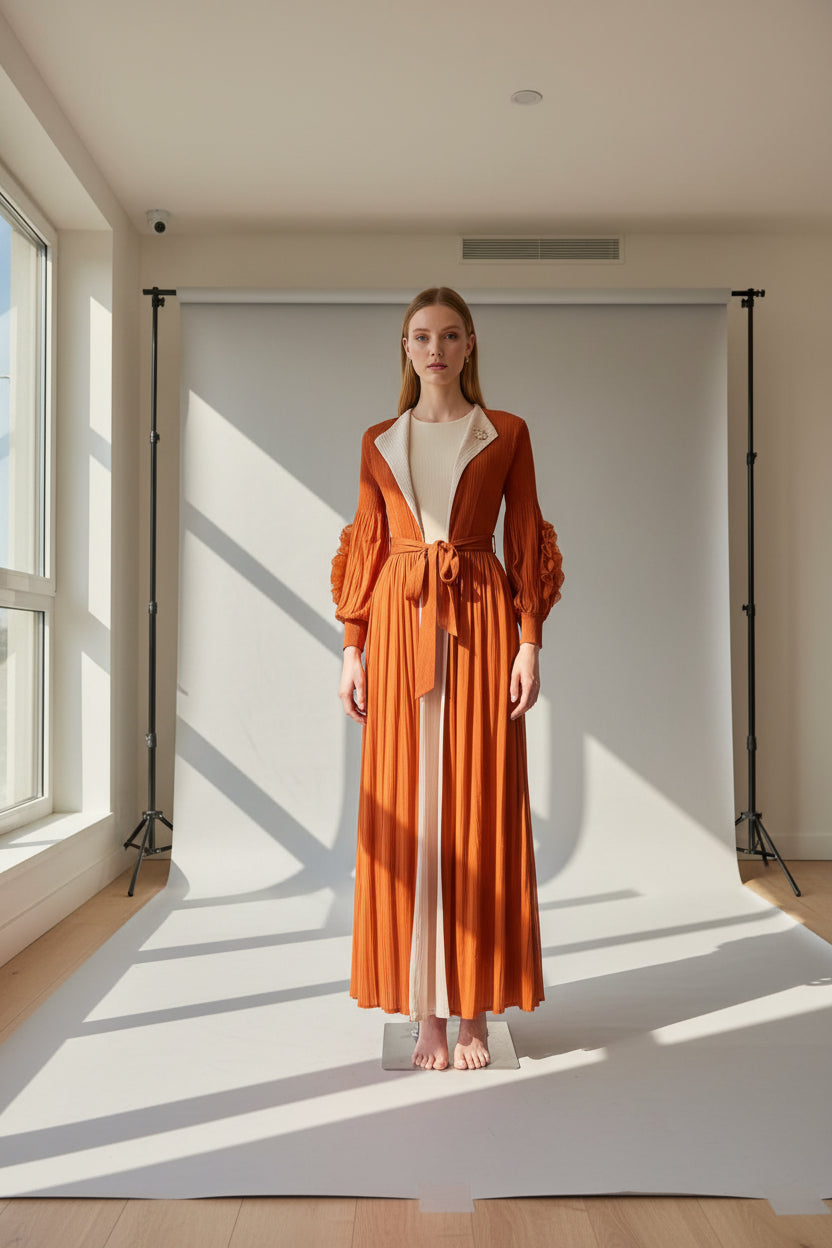Premium Imported 2-Piece Long Dress with Shrug | Super-Stretch (Fits S to 3XL)
