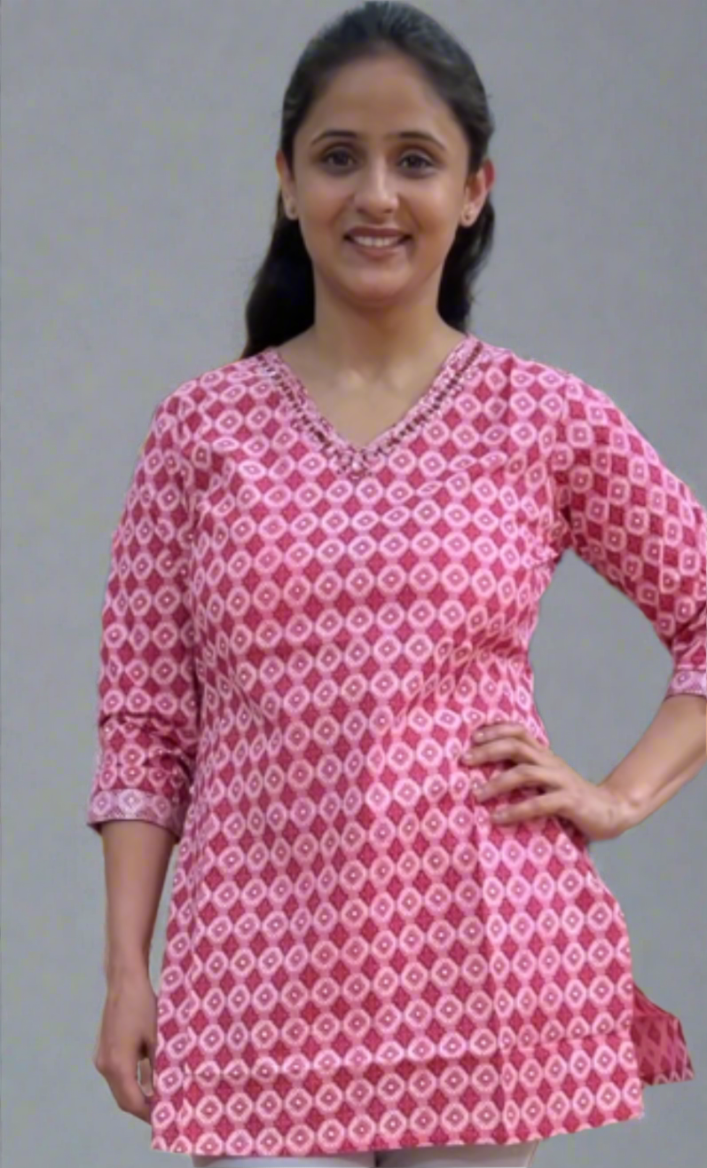 v neck work short kurta