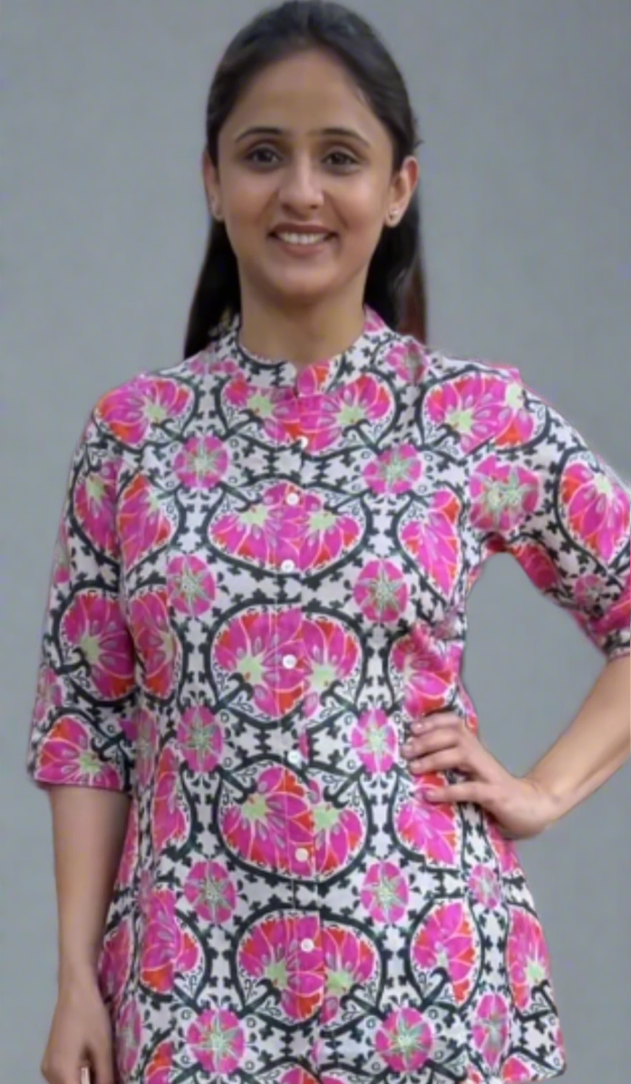 flower printed short kurta