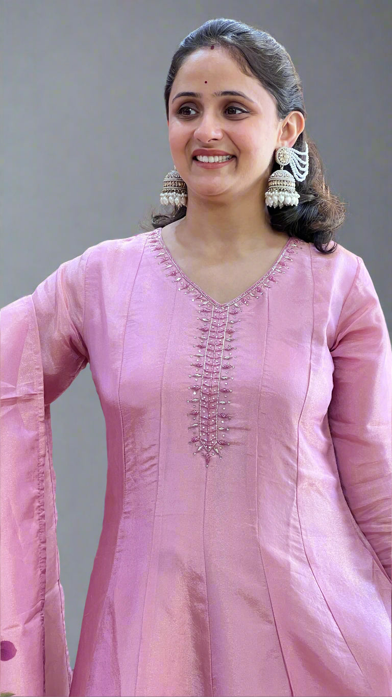 hand printed anarkali suit