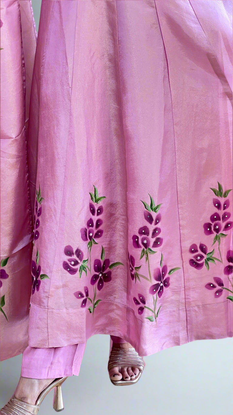 hand printed anarkali suit