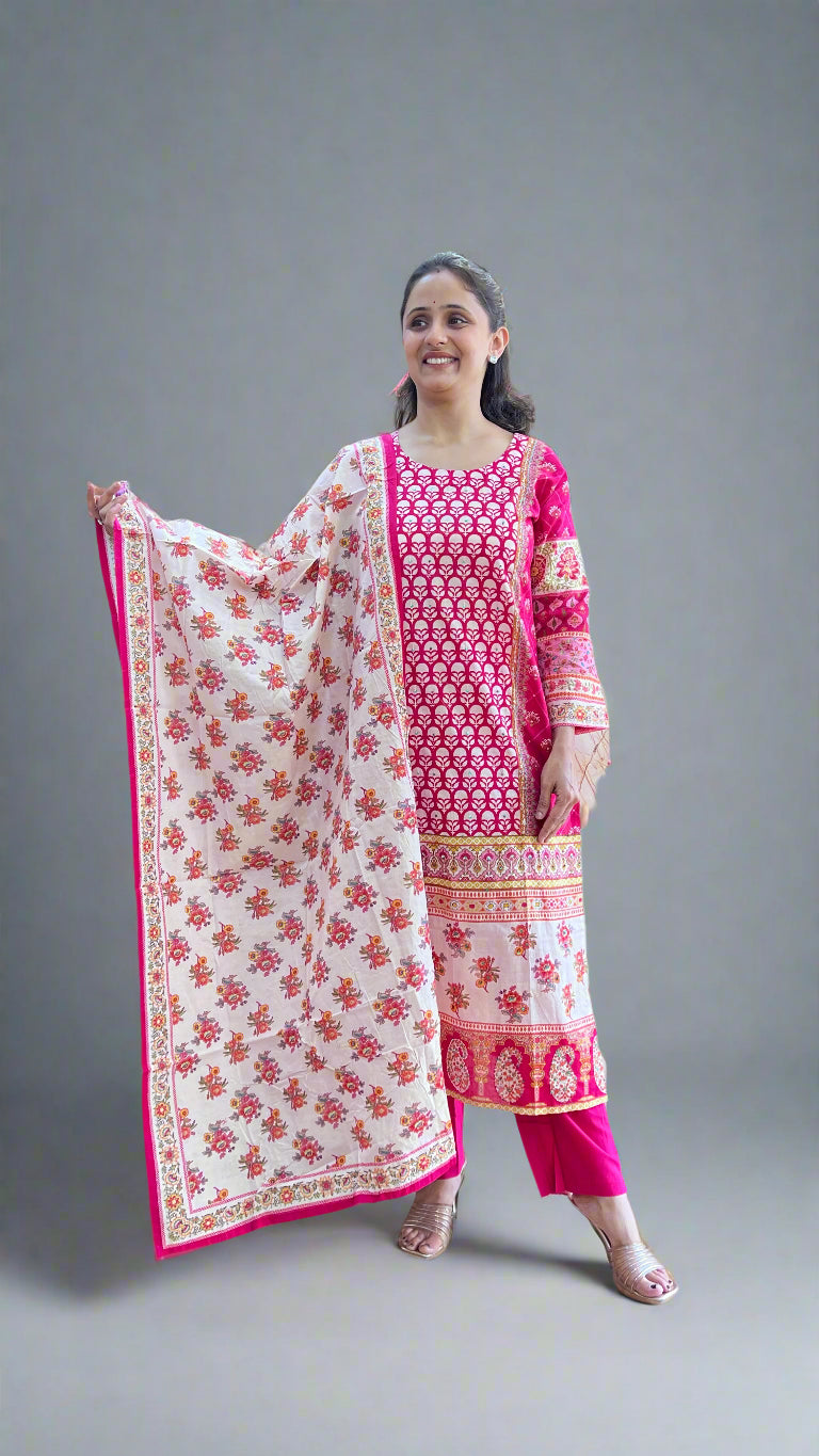 cambric cotton printed suit