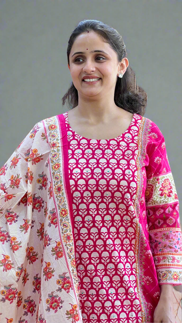 cambric cotton printed suit