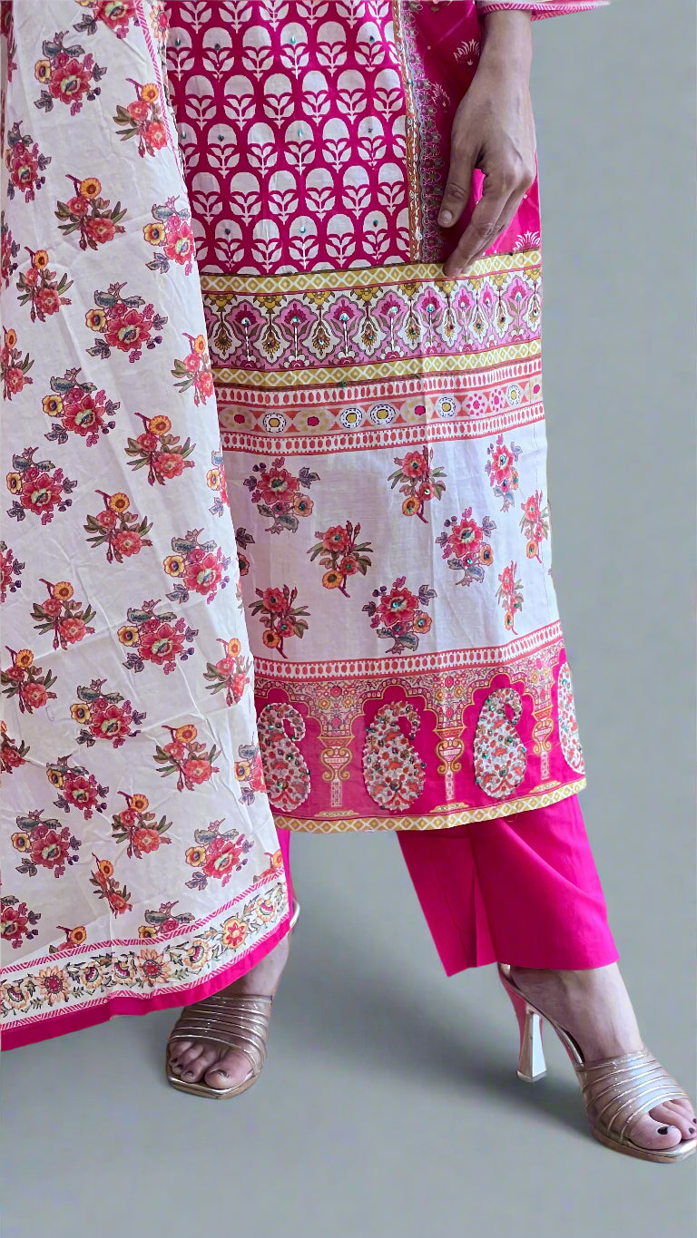 cambric cotton printed suit