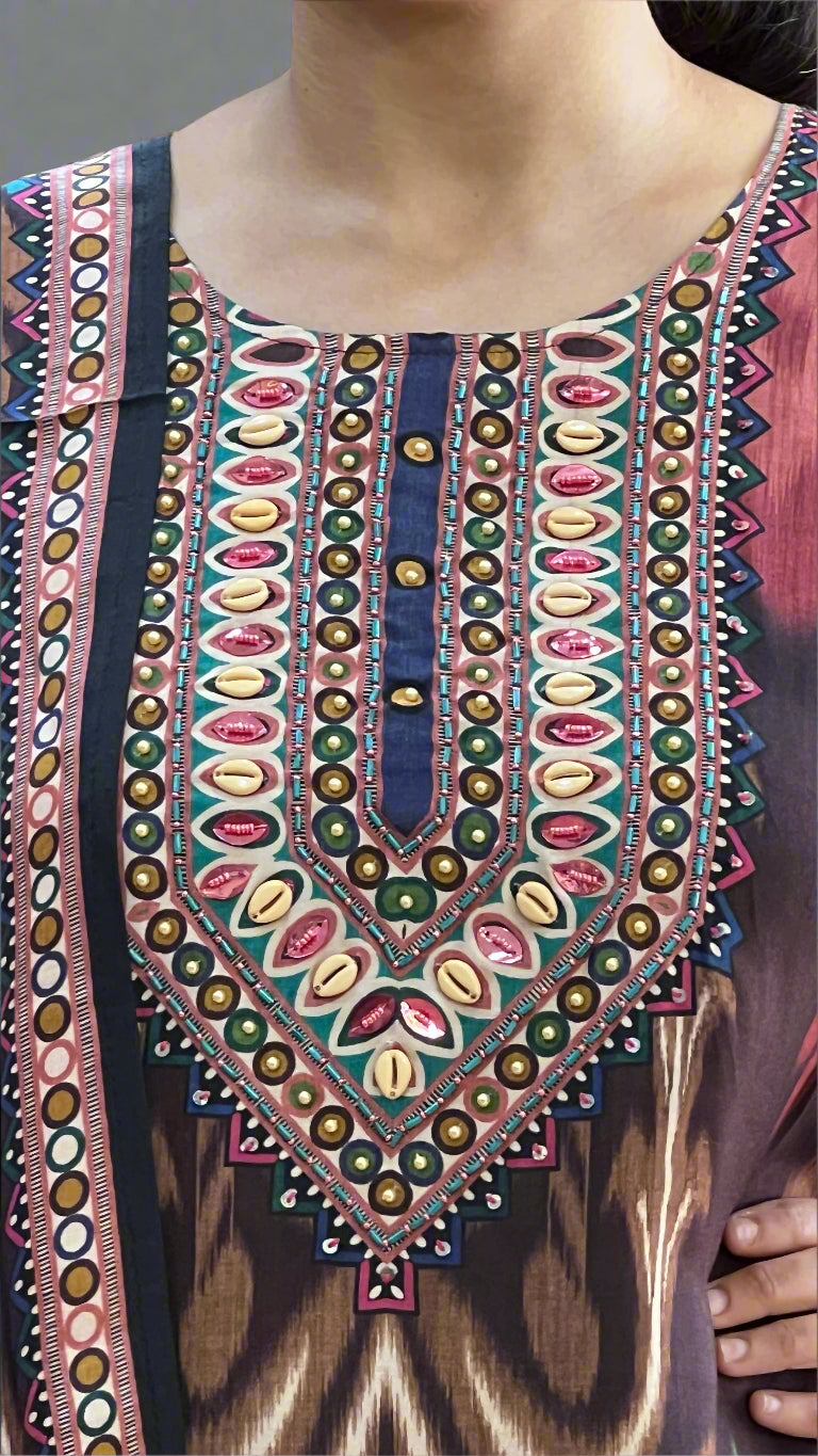 ikkat printed muslin suit