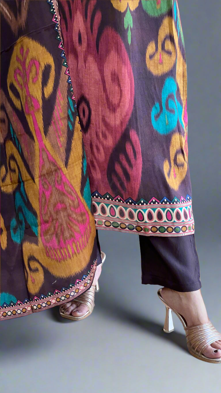 ikkat printed muslin suit