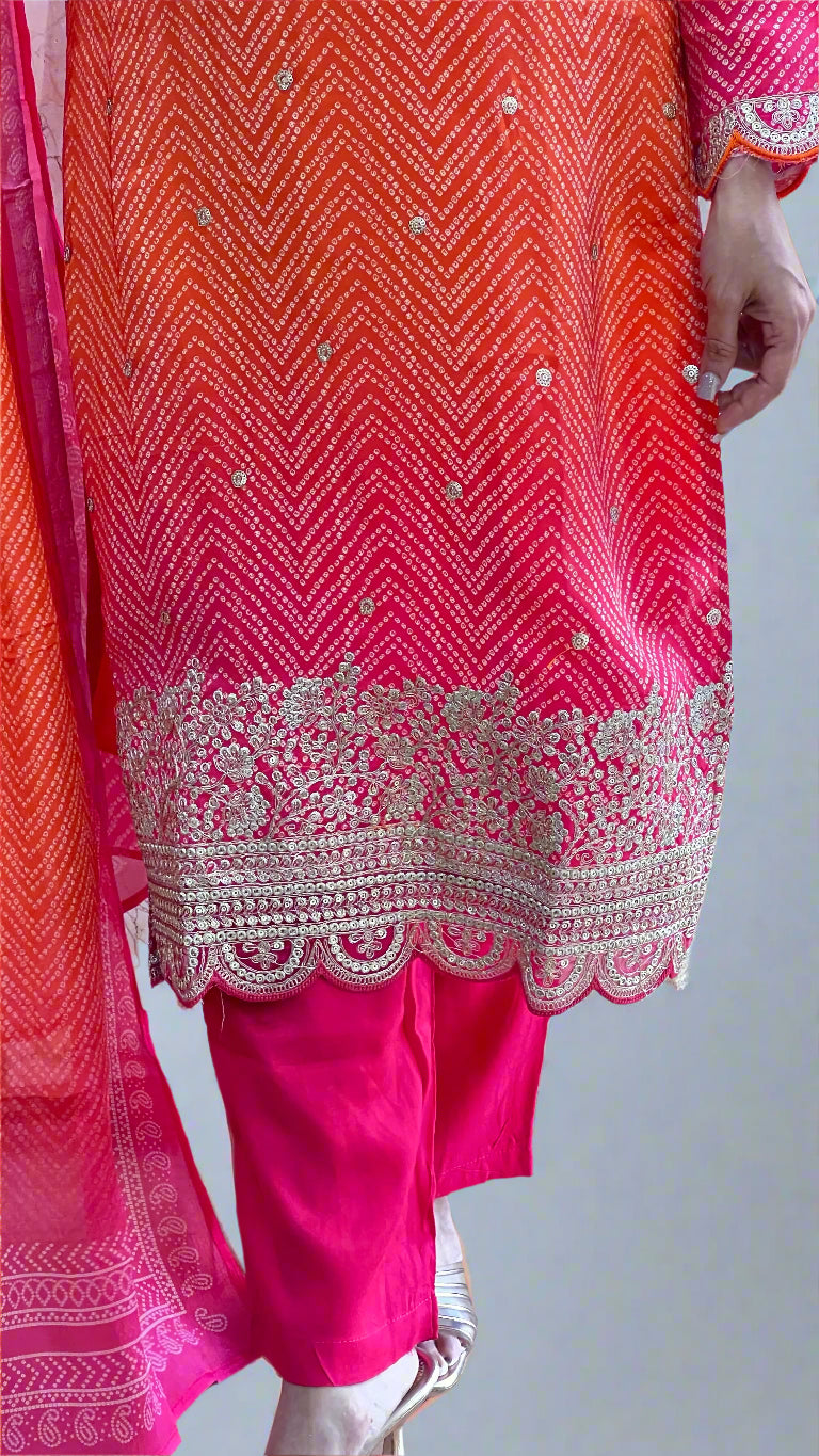 pure crape embroidered suit