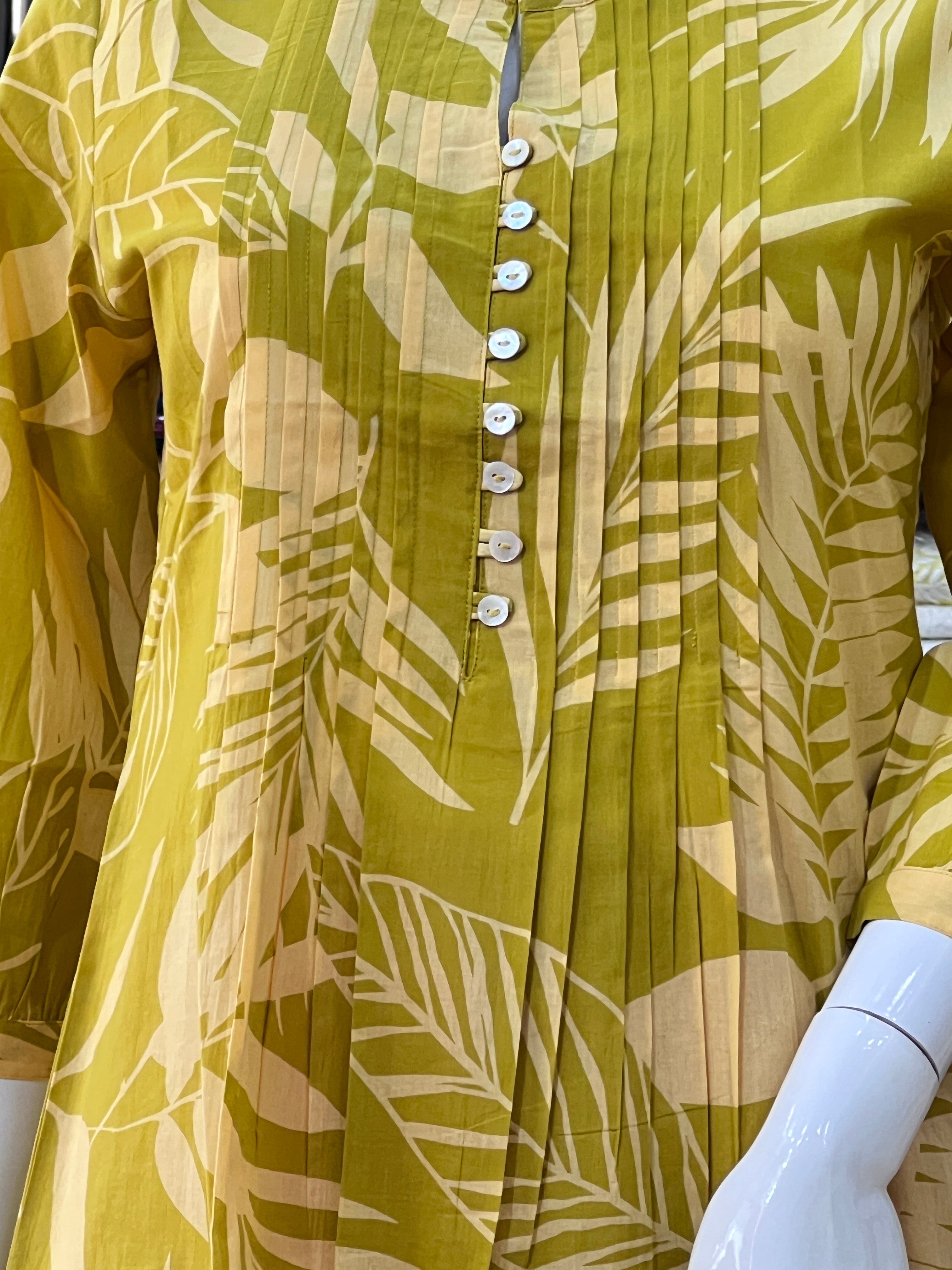 leaf printed short kurta