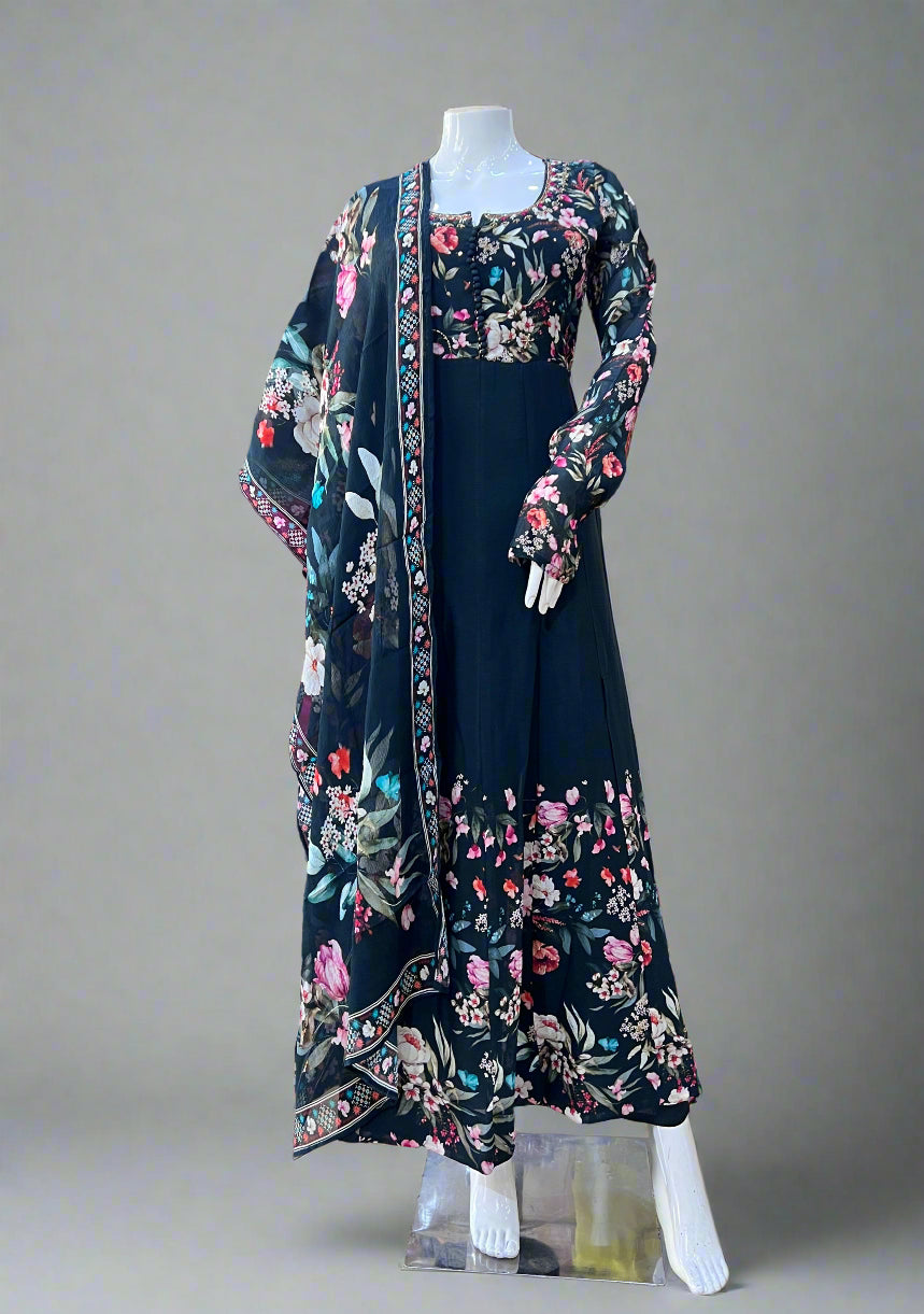 pure chinon anarkali suit