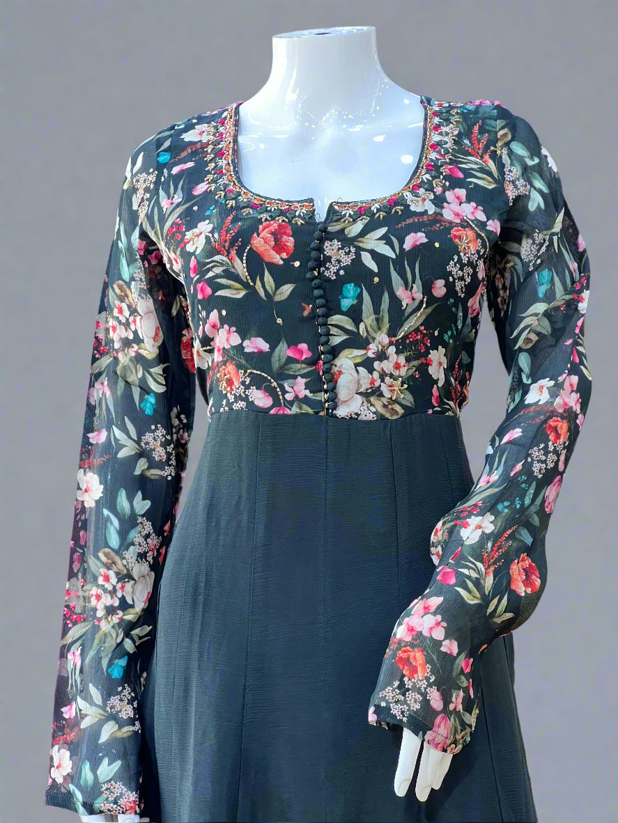 pure chinon anarkali suit