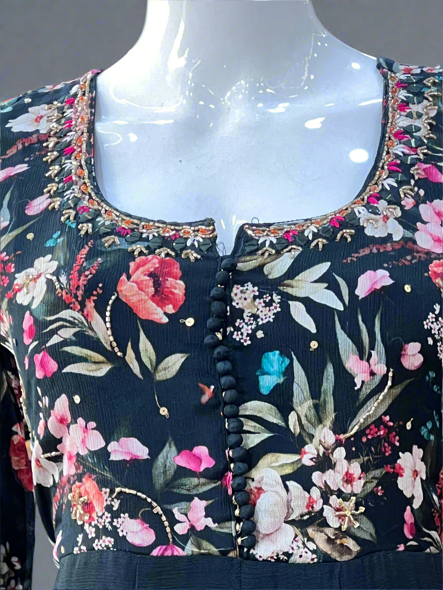 pure chinon anarkali suit