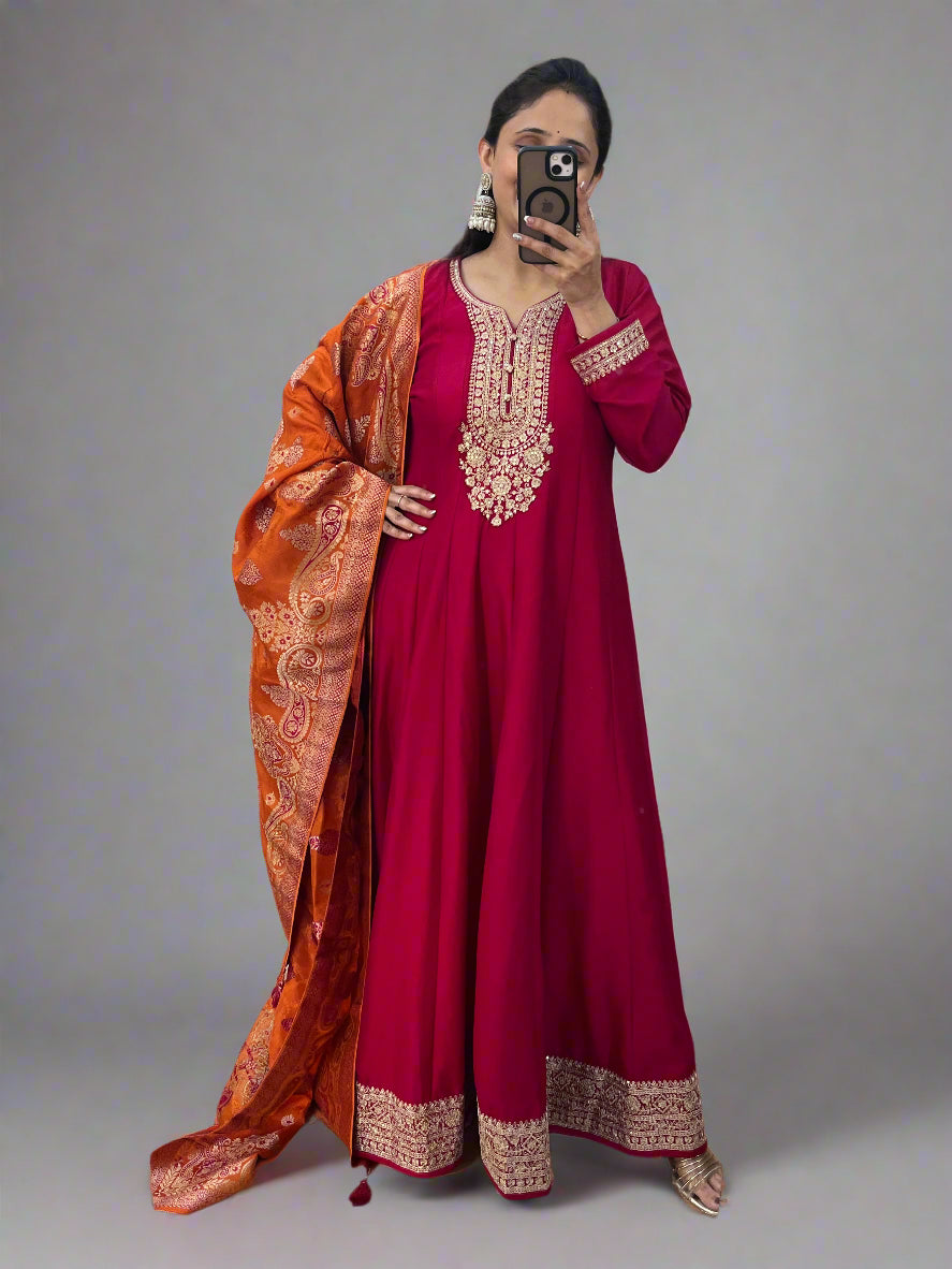Silk one piece with banarsee dupatta
