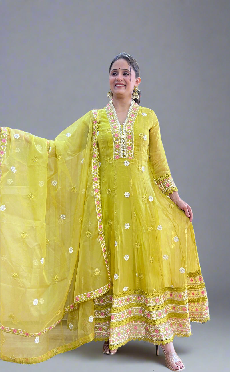 avi organza anarkali suit