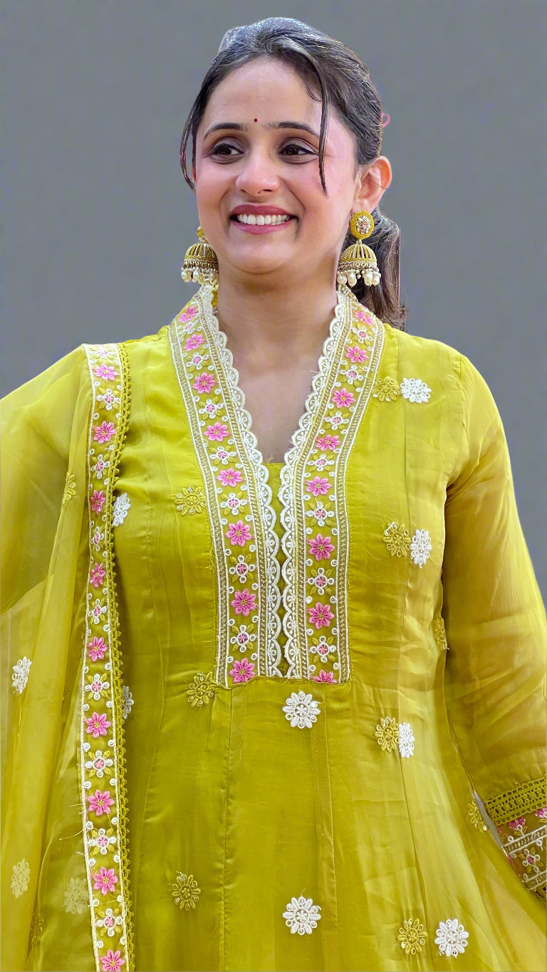 avi organza anarkali suit