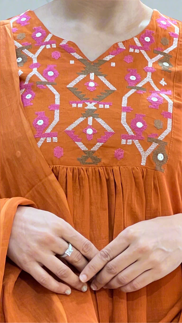 AVA cross stich work suit