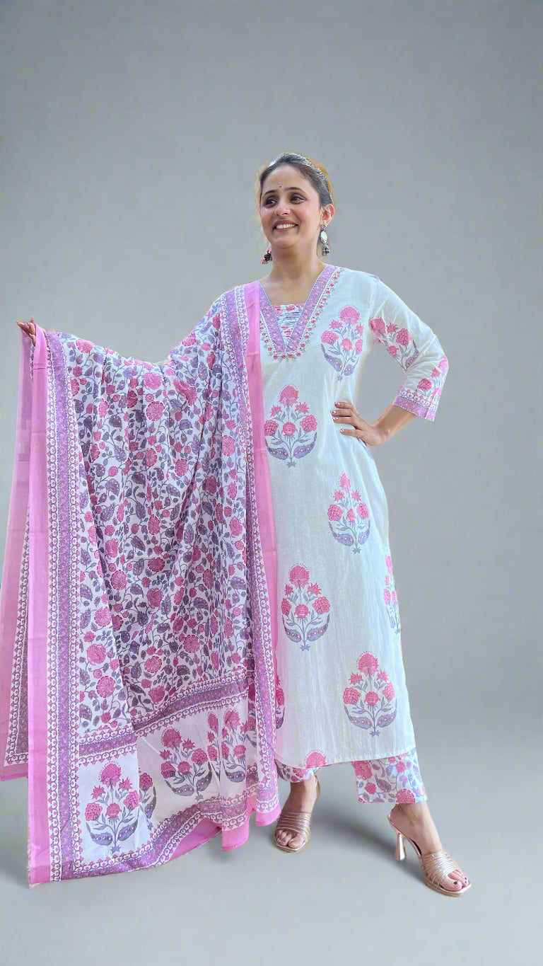 apanya v neck cotton suit