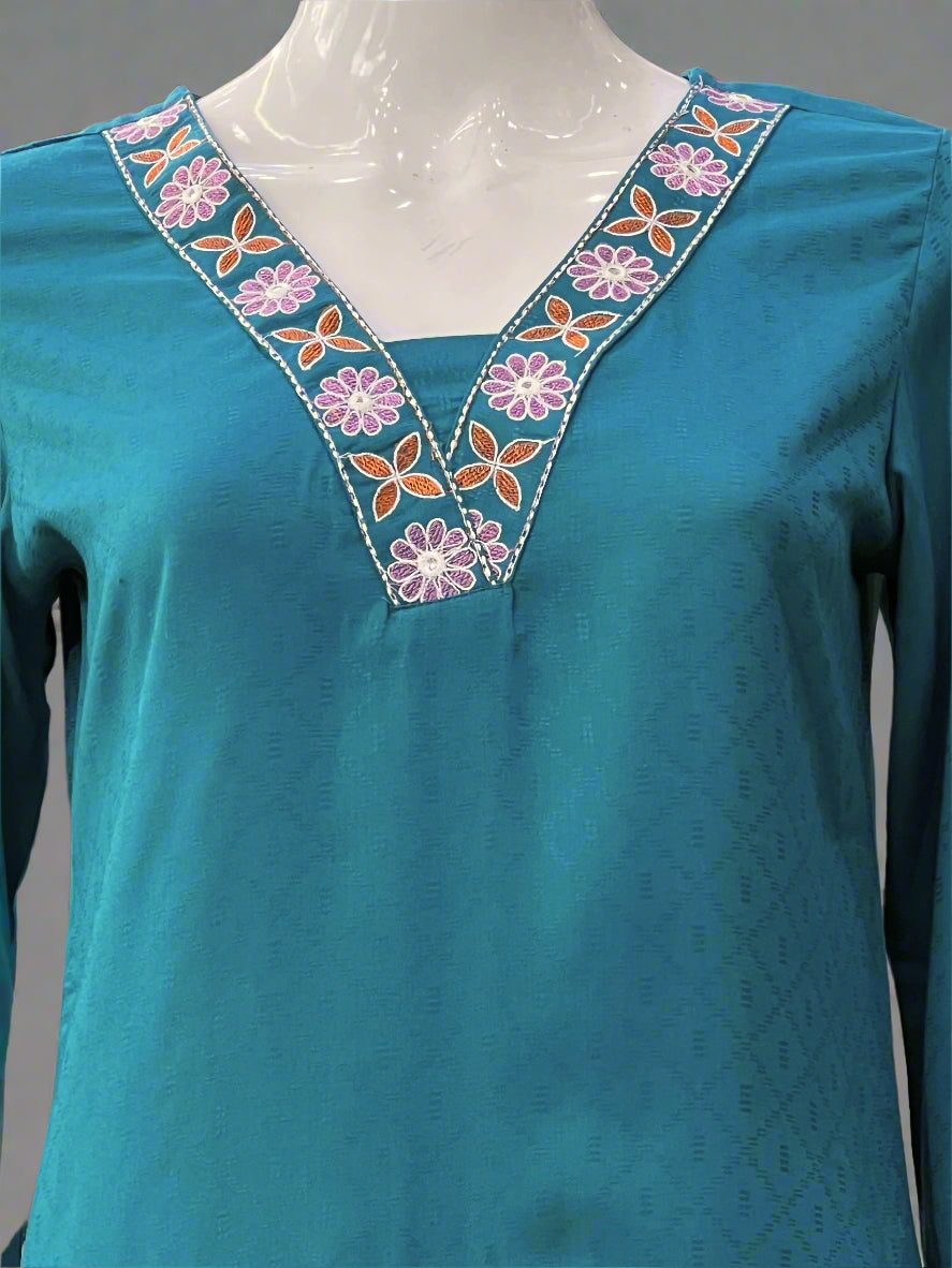 short embroidered kurta - sh 75767