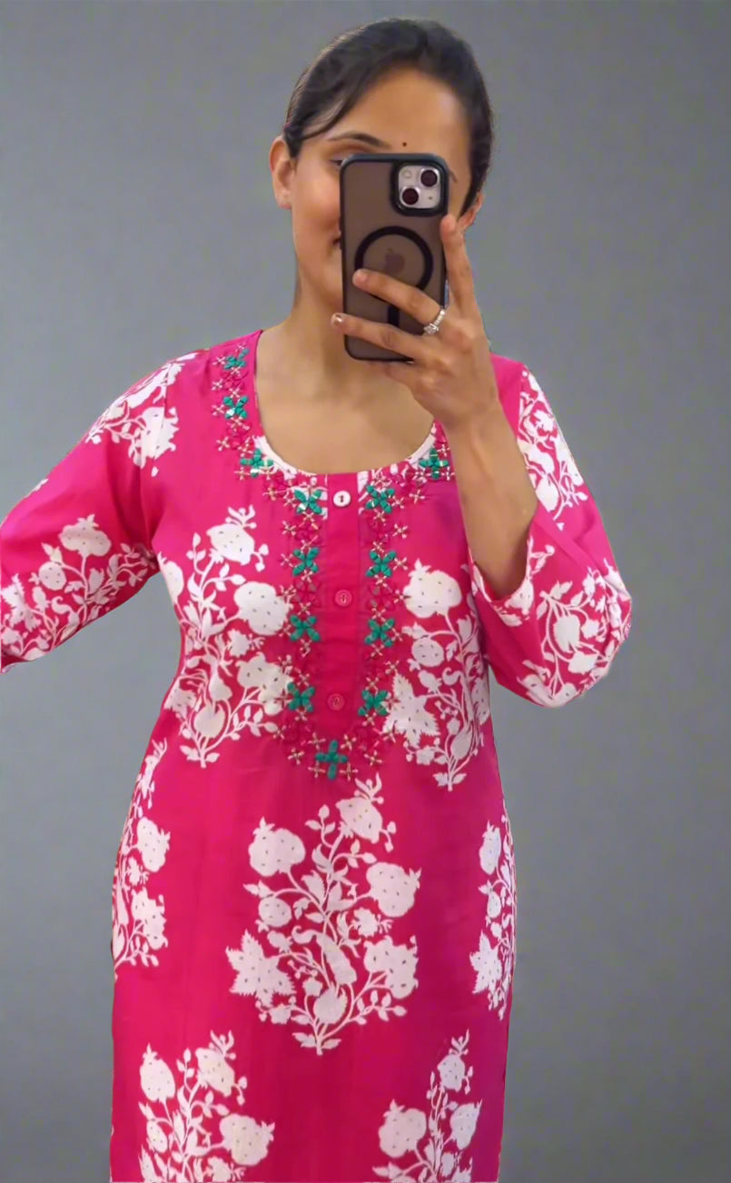 avnya printed cotton suit