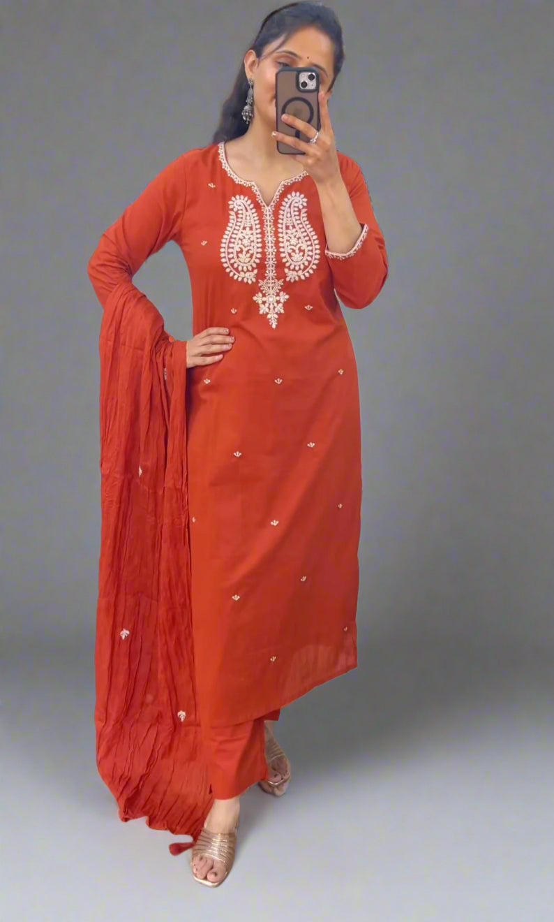 arvha embroidered cotton suit