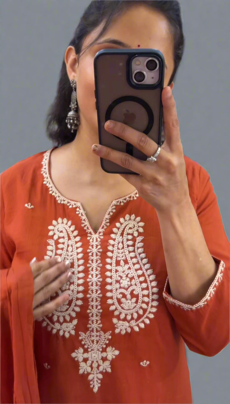 arvha embroidered cotton suit