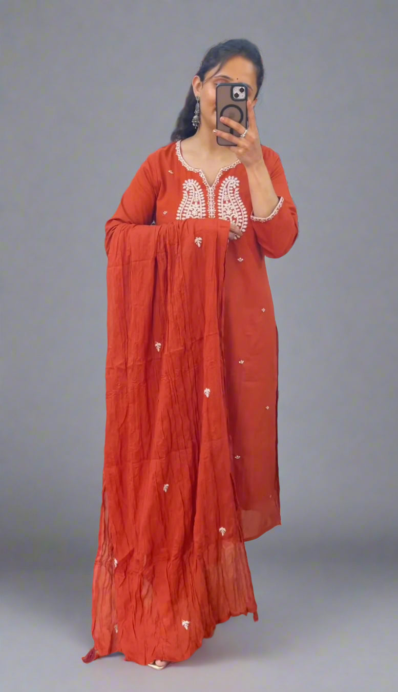 arvha embroidered cotton suit