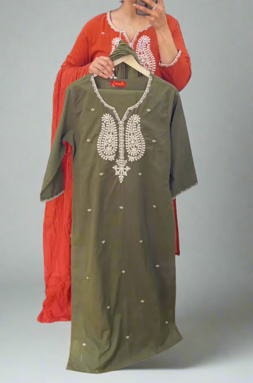 arvha embroidered cotton suit