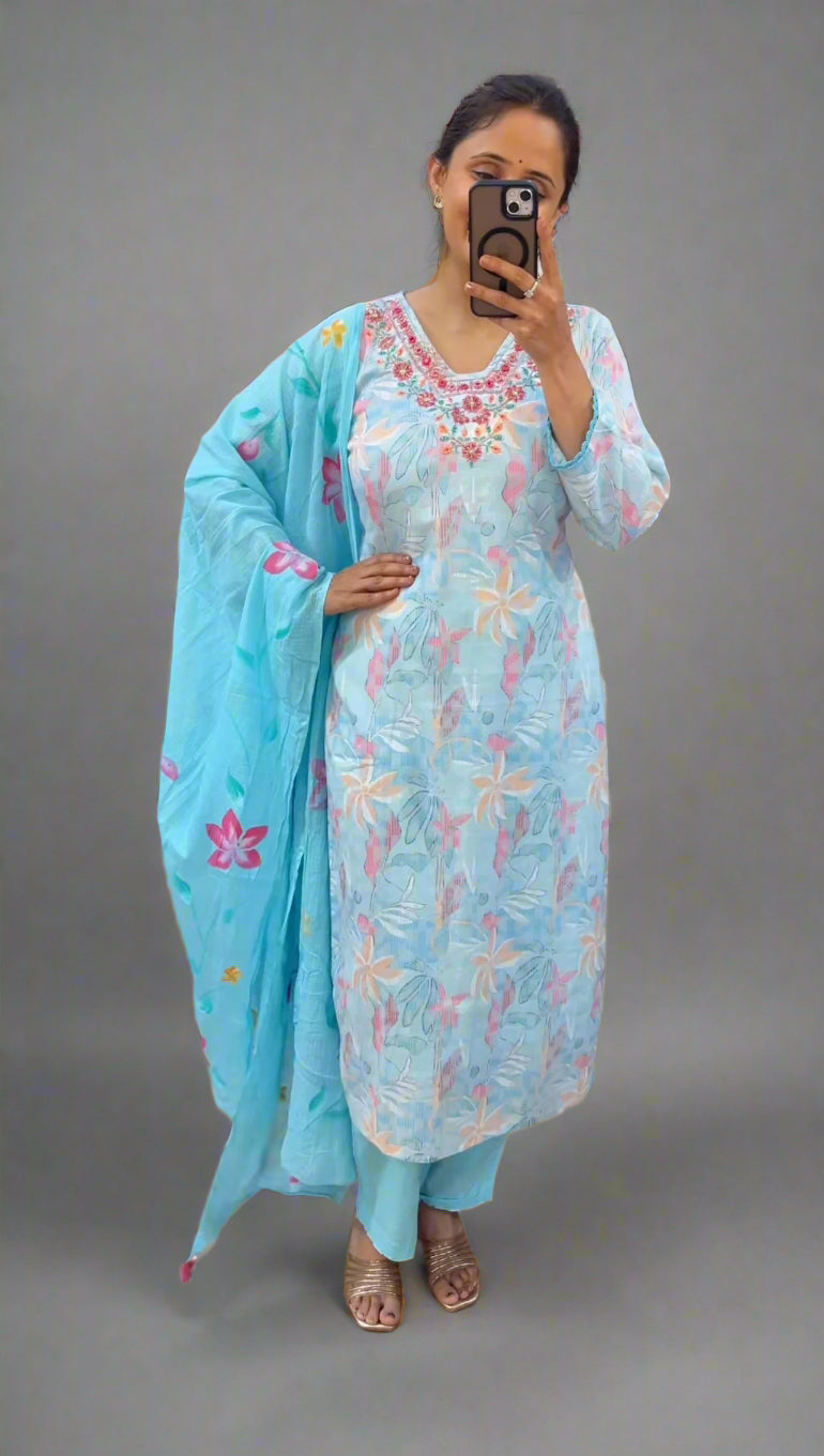 asnya jacquard cotton suit