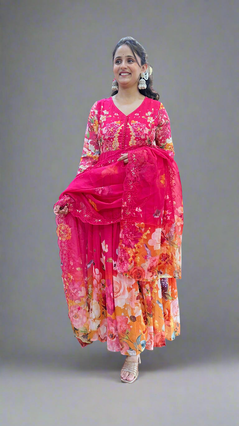 avya shiffon anarkali suit