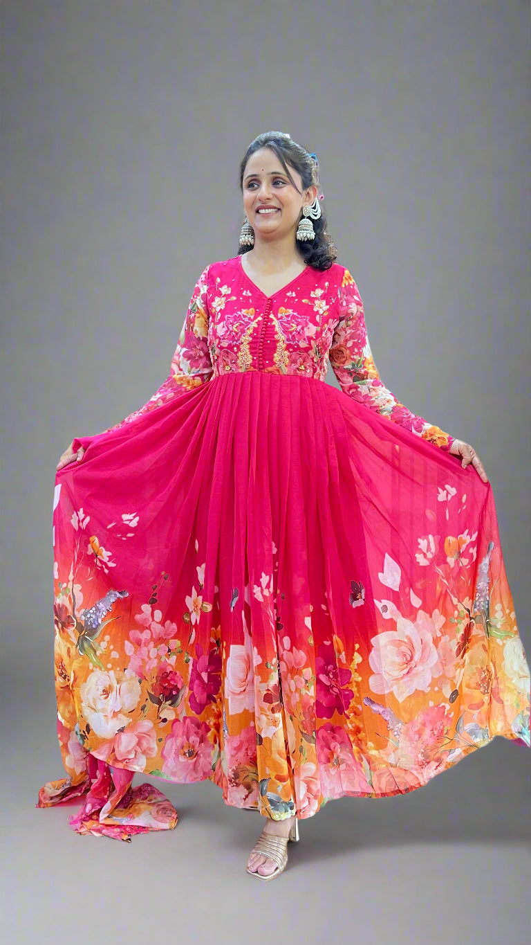 avya shiffon anarkali suit