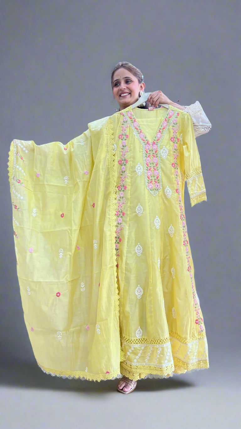 avni embroidered anarkali suit