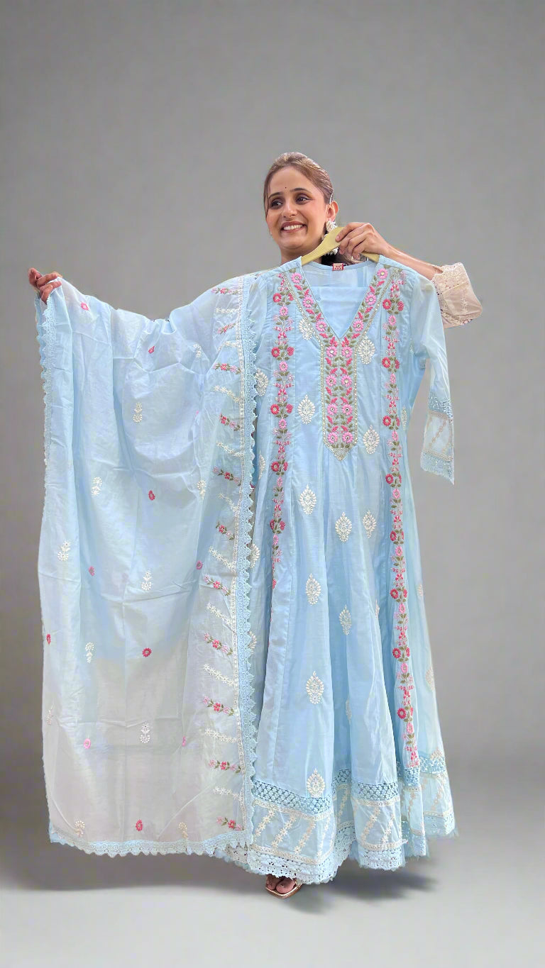 avni embroidered anarkali suit