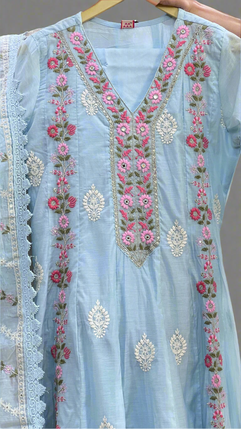 avni embroidered anarkali suit