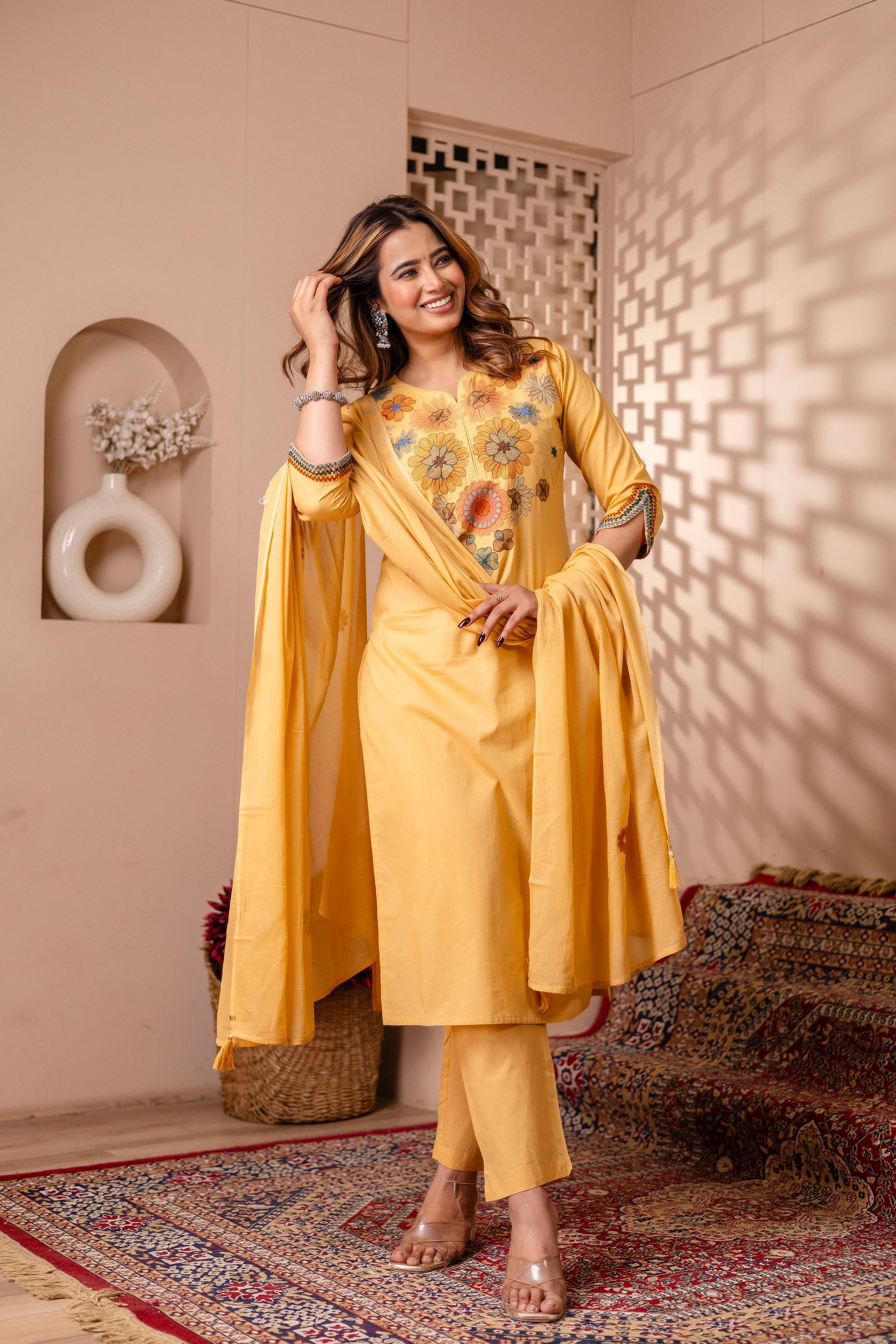 embroidered cotton suit