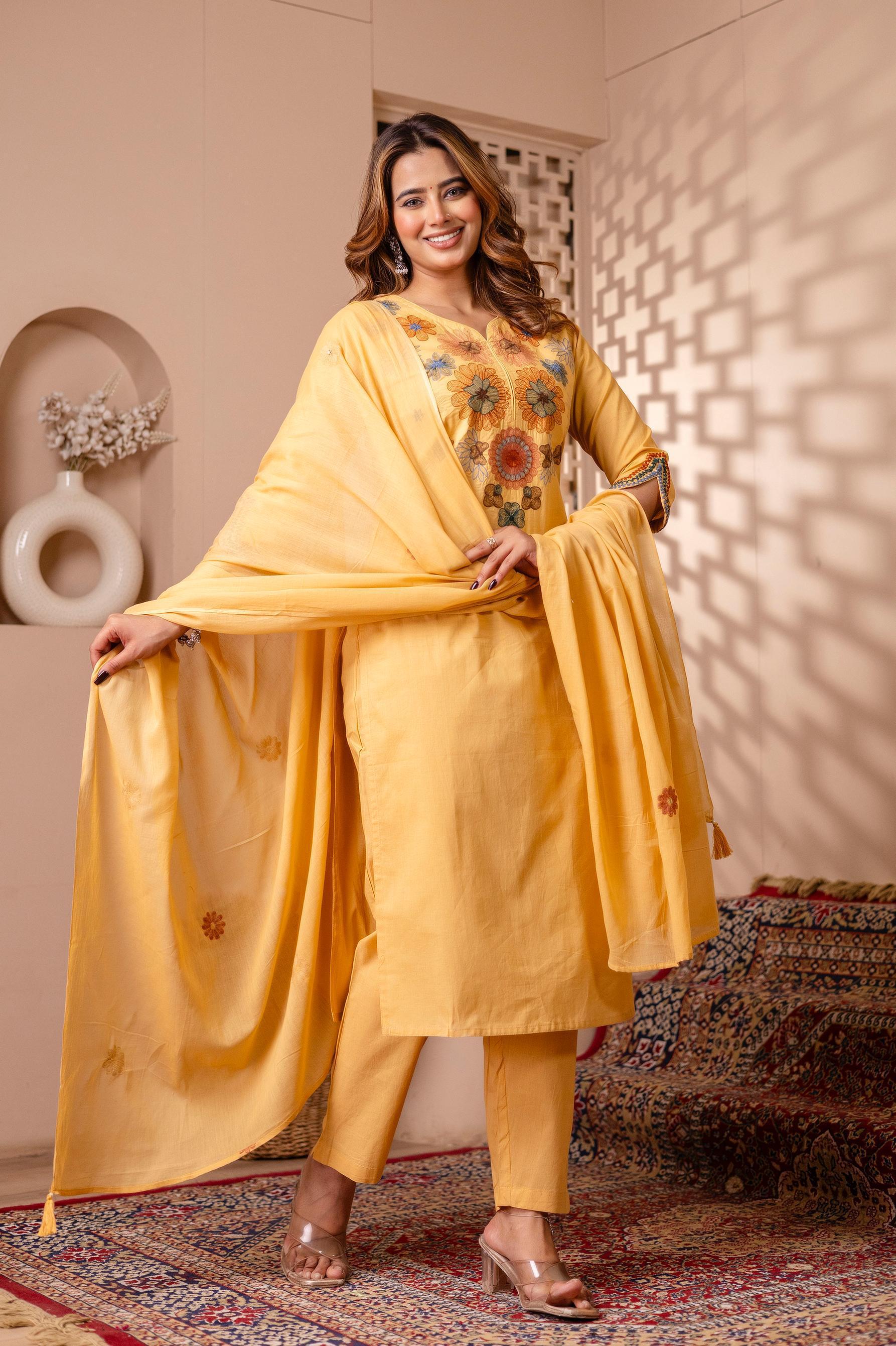 embroidered cotton suit