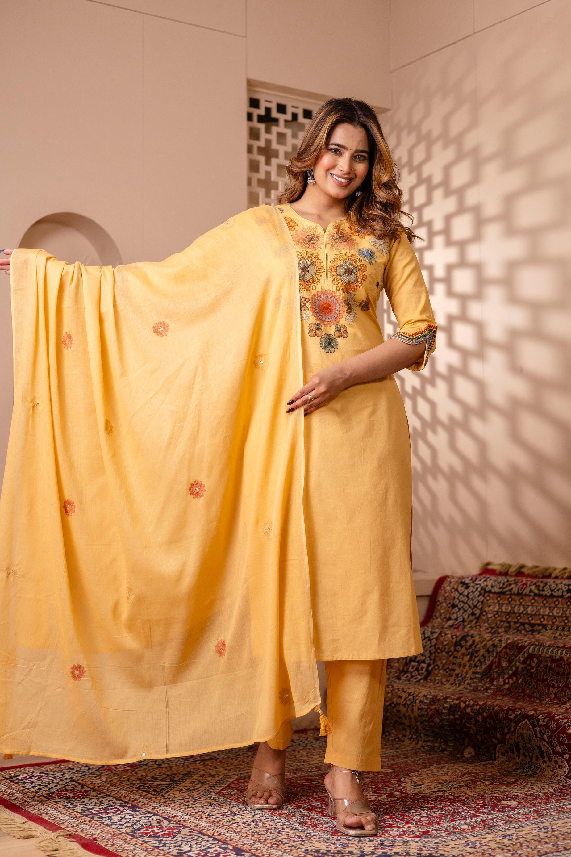 embroidered cotton suit