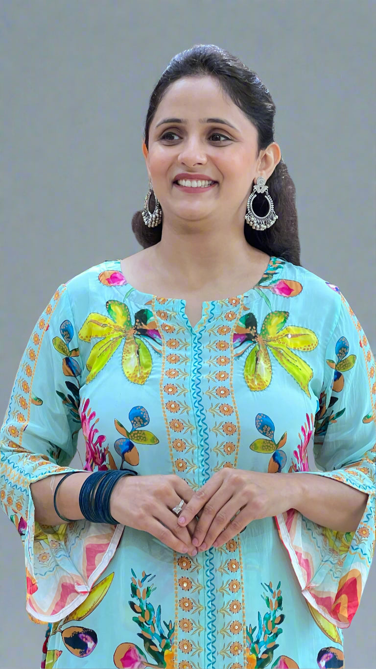 pure crape cord set ( digital print )