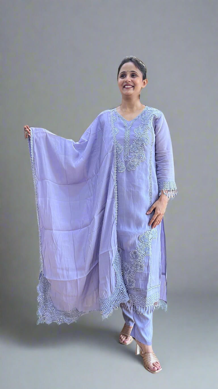 Chanderi mul pakistani suit