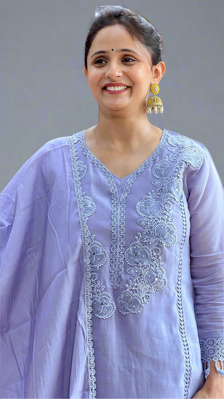 Chanderi mul pakistani suit