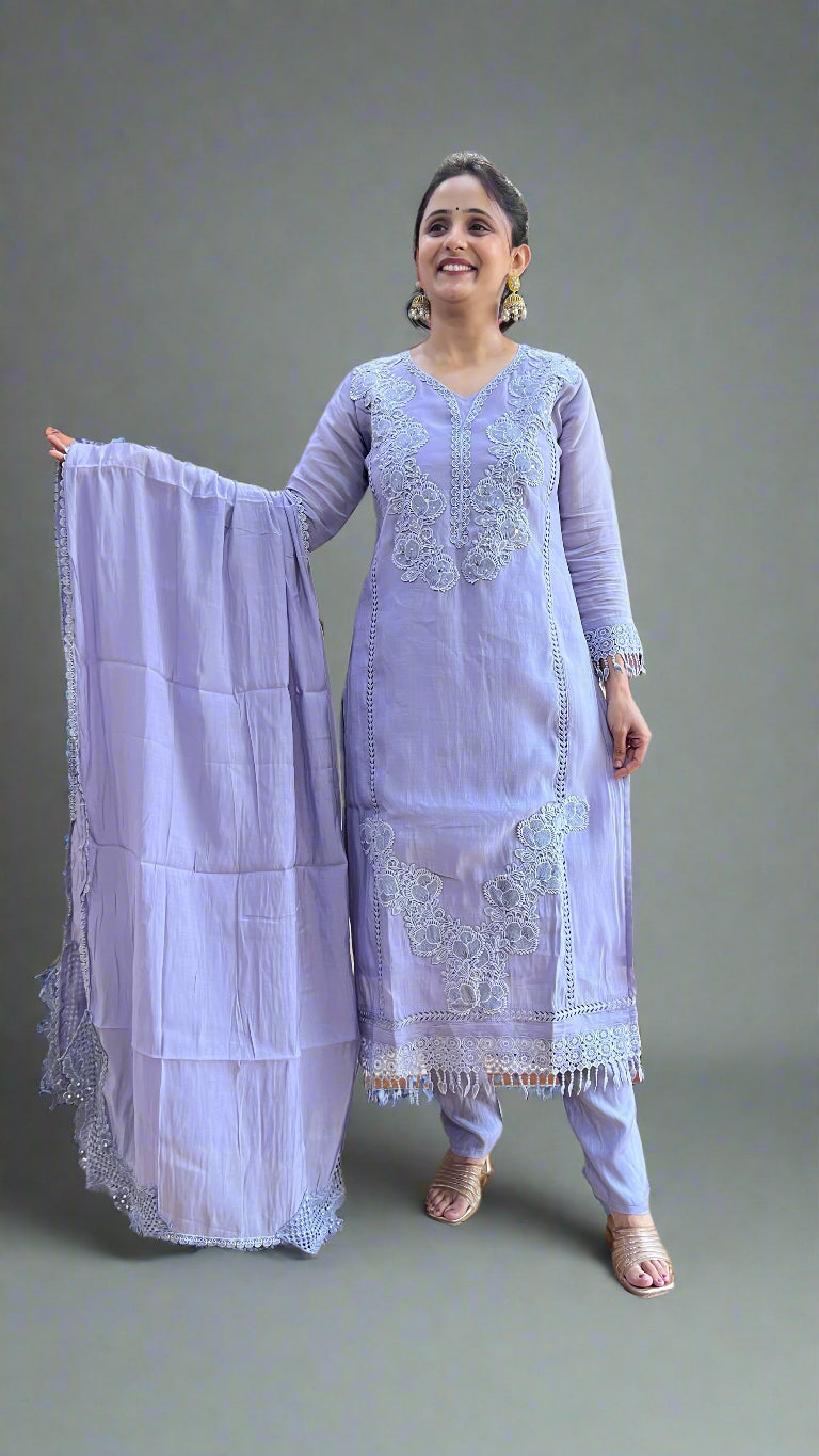 Chanderi mul pakistani suit