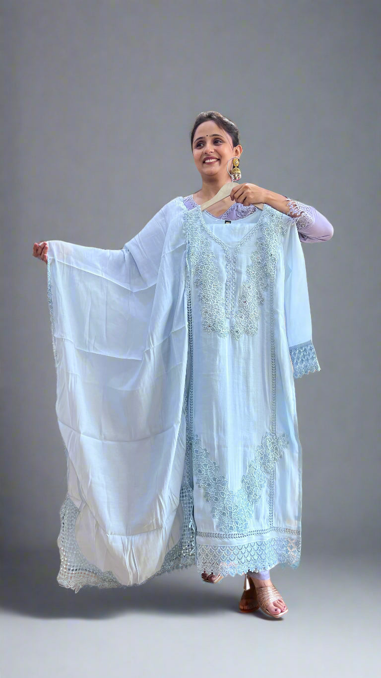 Chanderi mul pakistani suit