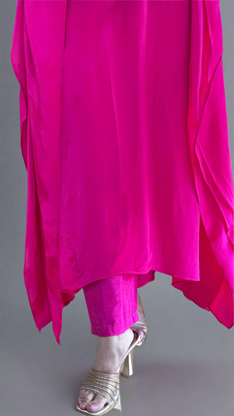 Pure crape hand work kaftan cord