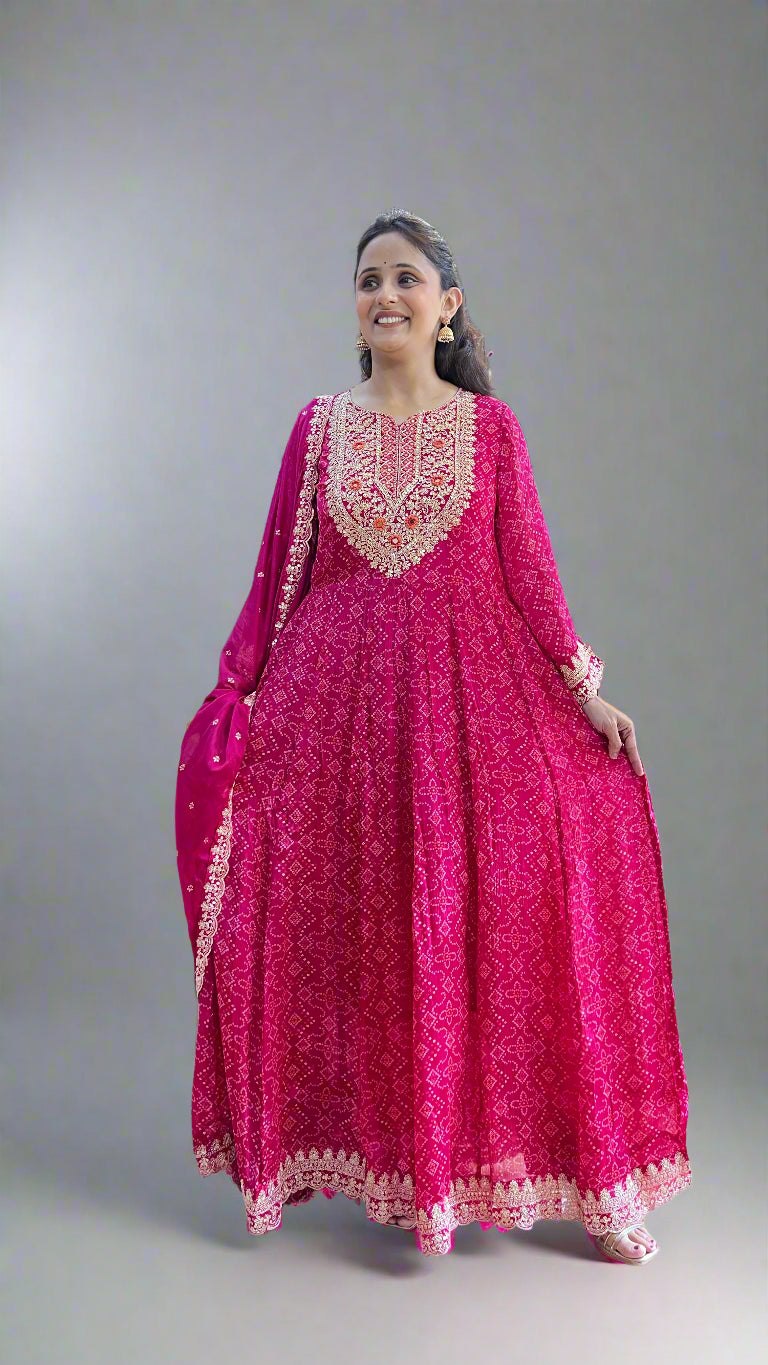 Pure chinon anarkali suit