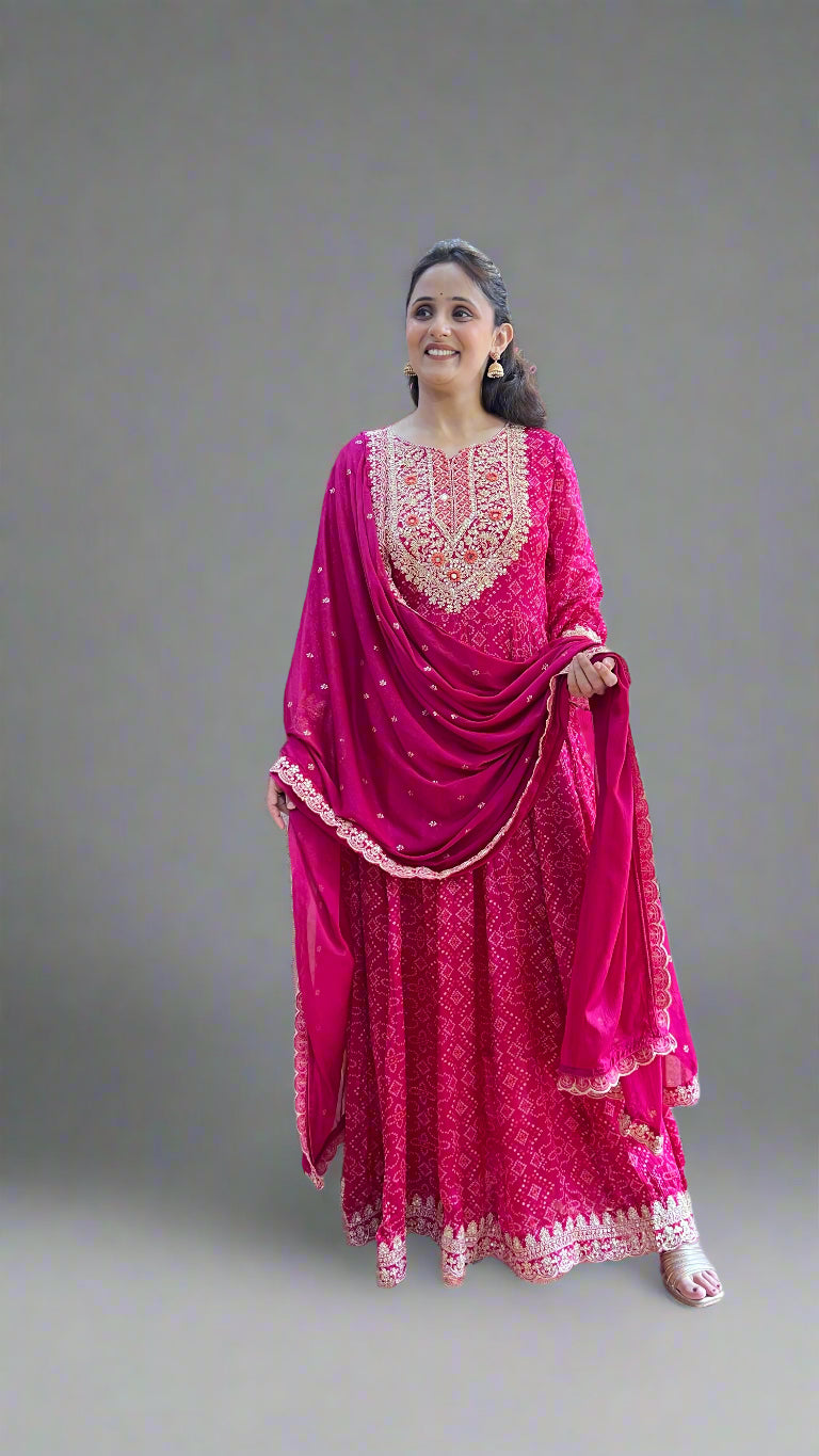 Pure chinon anarkali suit