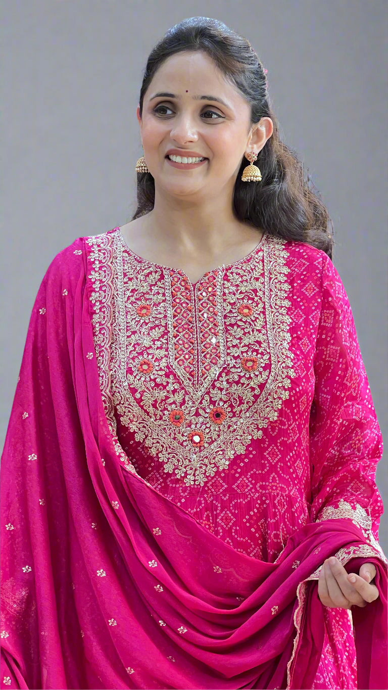 Pure chinon anarkali suit