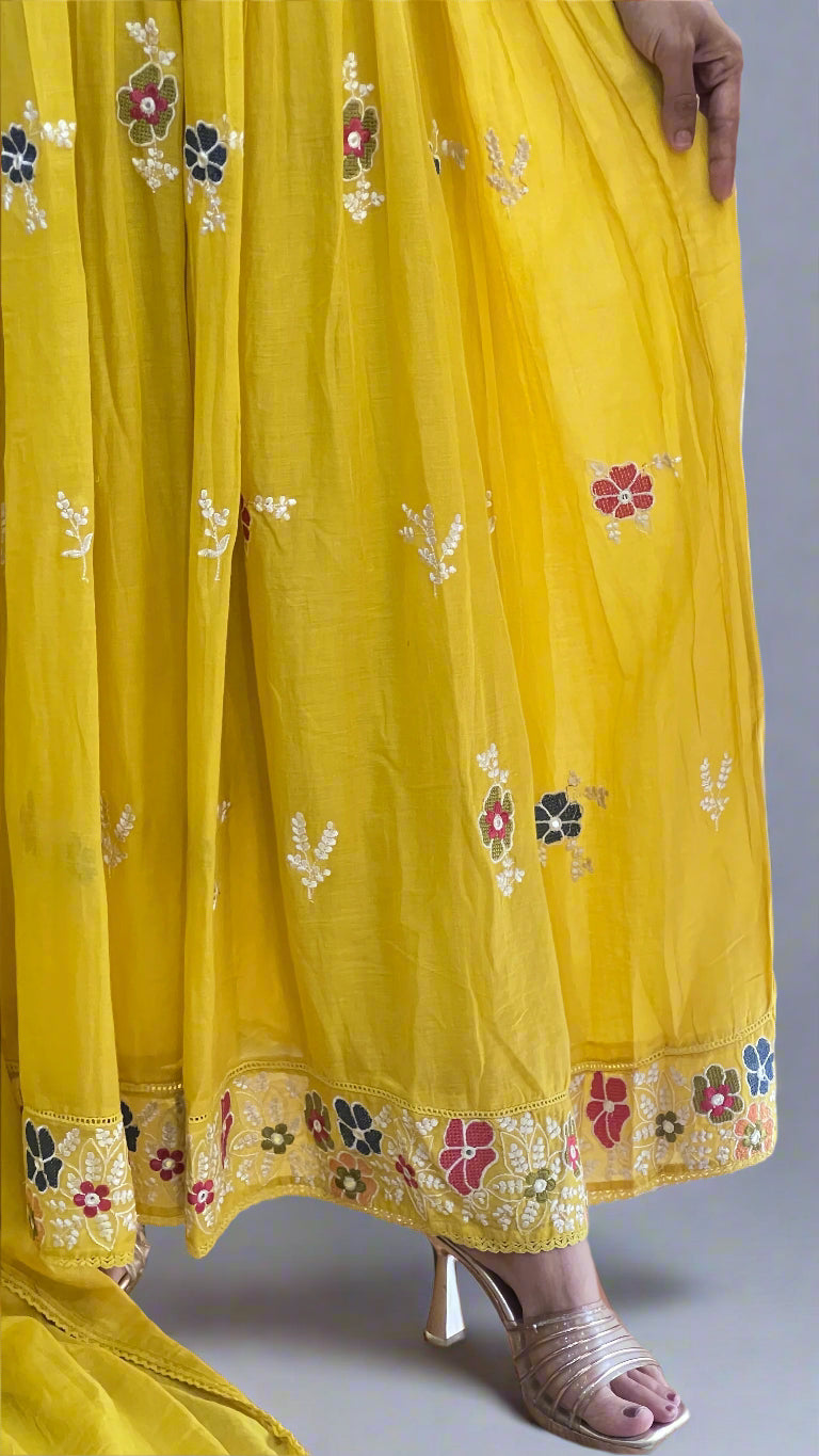 Embroidered mul anarkali suit