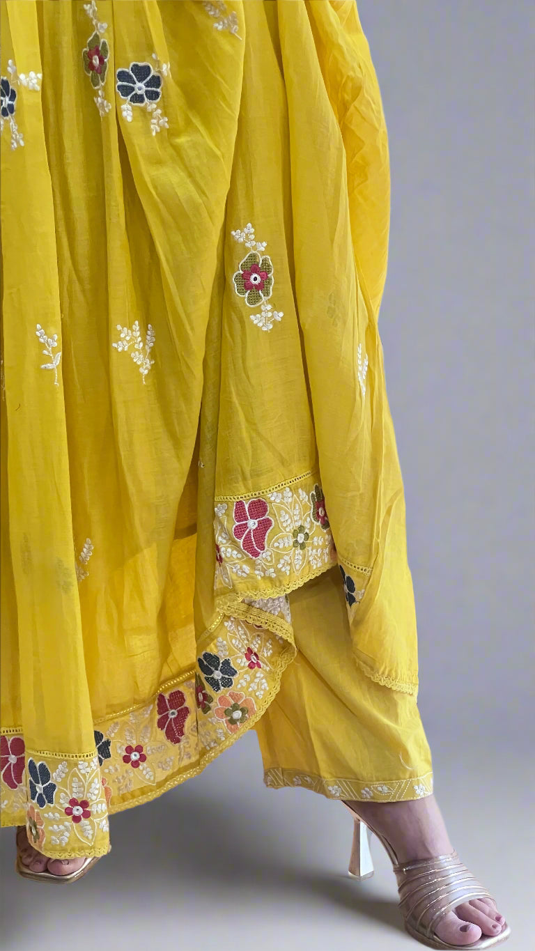 Embroidered mul anarkali suit